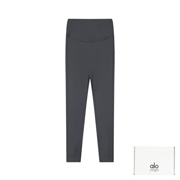 Alo Yoga High Waist Plastic Slim Yoga Pants Gray